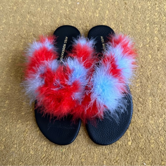 AVEC MODÉRATION Feather Flip Flop Sandals 37 - Picture 2 of 4